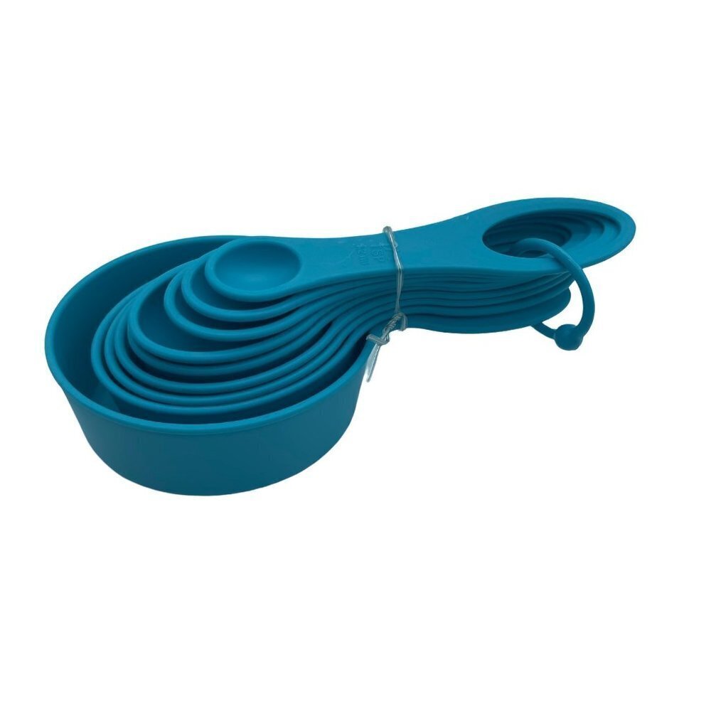 Mainstays Measuring Cups Set of 9 Teal Ring Plastic
